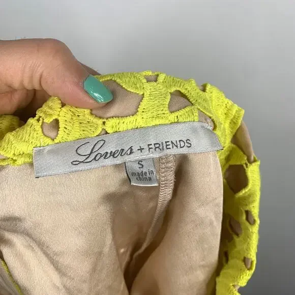 Lovers + Friends Yellow Floral Crochet Lace Skirt - Picture 8 of 8